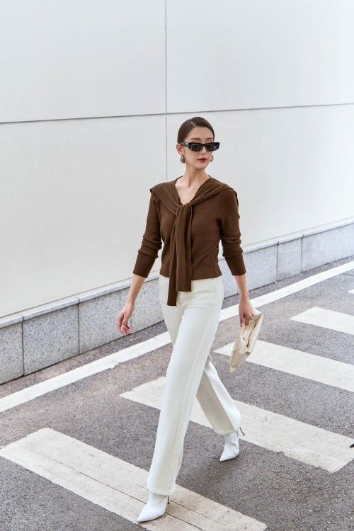 Sixdo White Denim Loose Pants